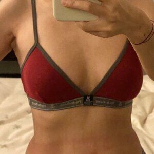 Shirt Womens Medium Red Sports Bra Padless Stretch Adjustable
